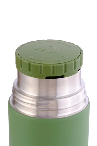 304 Paslanmaz Çelik 3 Bardaklı Termos Seti  Çay Kahve Piknik Kamp Yeşil - 6