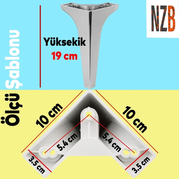 Mobilya Kanepe Sehpa TV Ünitesi Koltuk Ayağı 19 cm Parlak Krom Baza Ayak 4 Adet - 2