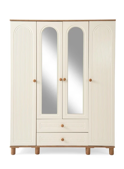 BOHEM MDF 4 KAPILI DOLAP-EKRU/CEVİZ