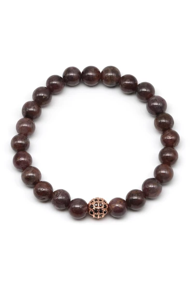 Yakut Doğal Taş Zirkon Aparatlı Bileklik 7 mm Küre Kesim - 2