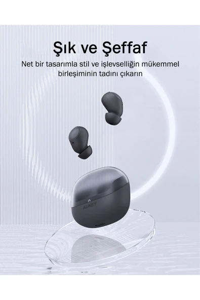 AUKEY EP-M3A-GY Kablosuz Kulaklık 80ms Düşük Gecikme 30 Saat Müzik - Koyu Gri - 2