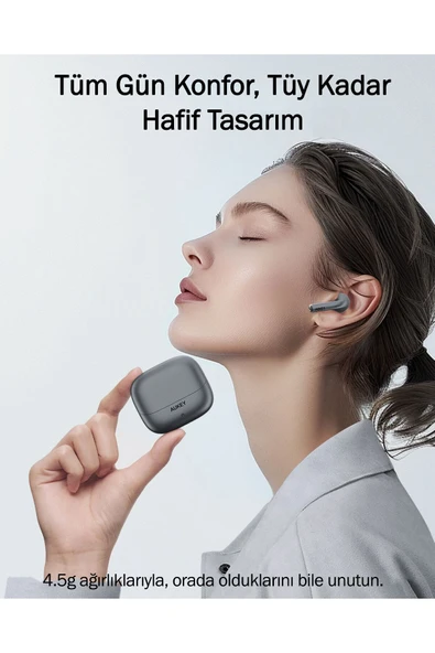AUKEY EP-B1-GY Adaptif Hibrit ANC 10mm Sürücü Kablosuz Kulaklık 25 Saat Müzik - Koyu Gri - 2
