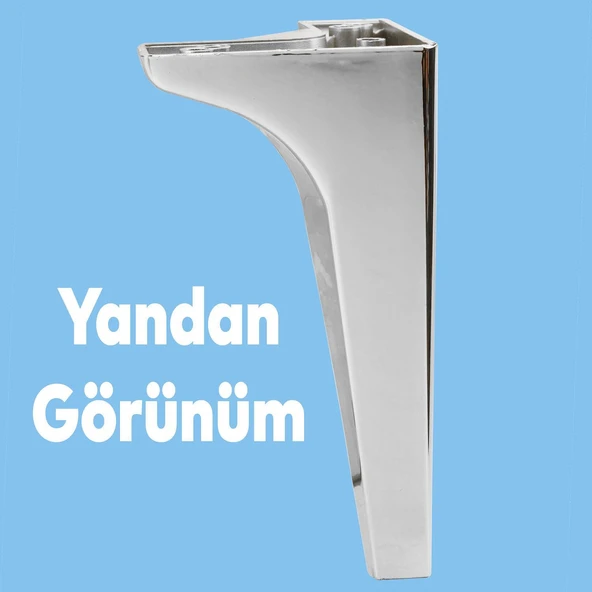 Mobilya Kanepe Sehpa TV Ünitesi Koltuk Ayağı 19 cm Parlak Krom Baza Ayak 4 Adet - 8