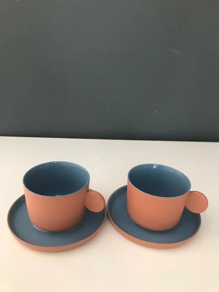 TANTİTONİ THIN TERRA MAVİ PORSELEN 2 Lİ FİNCAN SETİ 100 ML