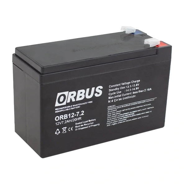 AKÜ 12 VOLT 7.2 AMPER ORBUS UPSLER İÇİN ORB12-7.2 (150 X 65 X 90 MM) (5047)