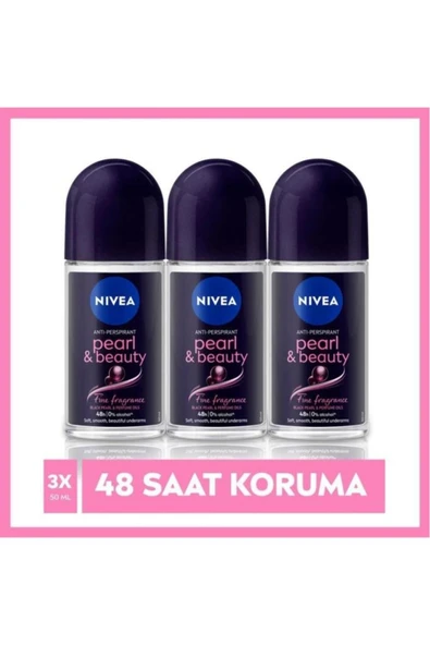 Kadın Roll On Deodorant Pearl&beauty Fine Fragrance,48 Saat Anti-perspirant Koruma 50ml X3 Ad