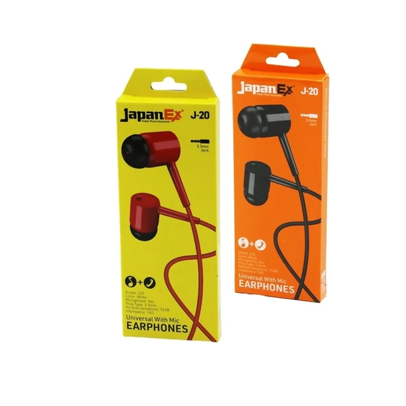 JAPANEX  J-20   KULAK İÇİ   MİKROFONLU  STEREO KULAKLIK KABLOLU= 1MT  AUX GİRİŞ (5047)