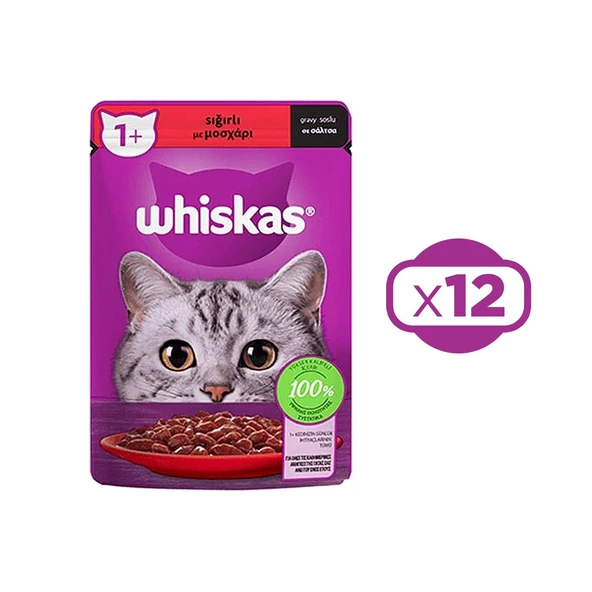 Whiskas Pouch Sığırlı Yetişkin Kedi Konservesi 85 gr X 12 Adet
