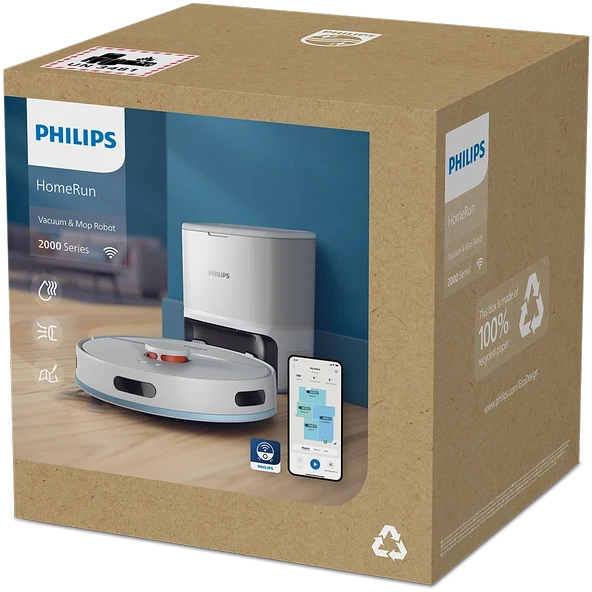 Philips HomeRun 2000 Serisi XU2100/20 Beyaz Çöp İstasyonlu Akıllı Robot Süpürge - 6