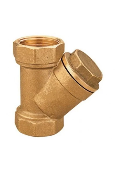 Sarı Metal Dişli Y Tipi Pislik Tutucu Filtre 1+1/2 inc (50'lik)