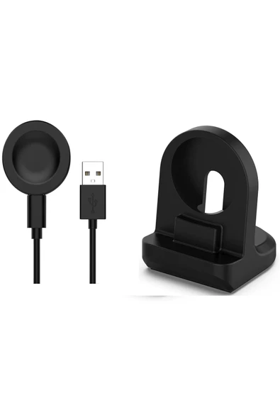 Huawei Watch Gt 2 Pro Manyetik USB Şarj Kablosu + Silikon Şarj Standı Tutucu
