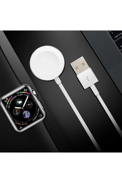 Apple Watch Uyumlu Series 6-7-8-9-10 Masaüstü Manyetik Şarj Cihazı Beyaz - 3