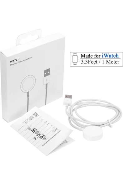 Apple Watch Uyumlu Series 6-7-8-9-10 Masaüstü Manyetik Şarj Cihazı Beyaz - 4