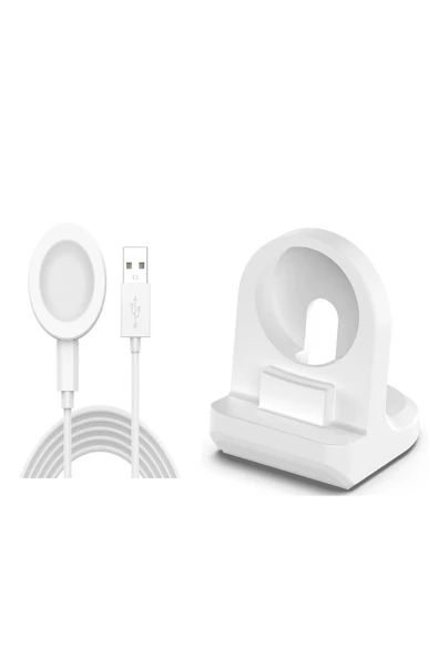 Huawei Watch Gt 2 Pro Manyetik USB Şarj Kablosu + Silikon Şarj Standı Tutucu