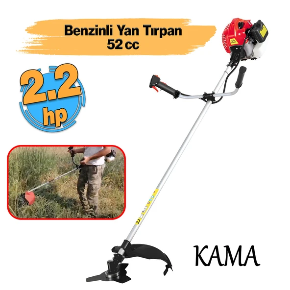 KAMA Benzinli Yan Tırpan Çim Biçme Testeresi 2.2 hp 52 cc Bisiklet Kollu Omuz Askılı Misina