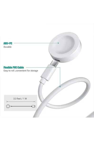 Huawei Watch Gt3 46mm Uyumlu Manyetik USB Şarj Kablosu 1m - 5