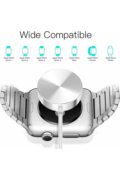 Apple Watch Uyumlu Series  1-2-3-4-5 Masaüstü Manyetik Şarj Cihazı Beyaz - 2