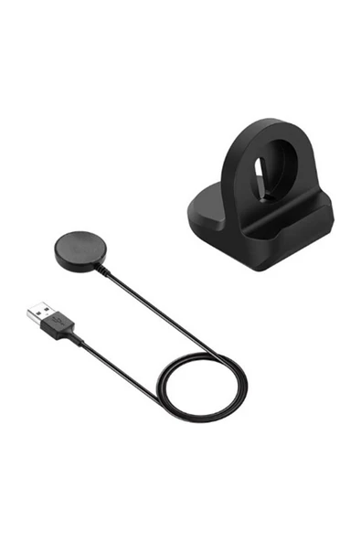 Samsung Galaxy Watch 4 (44MM) Uyumlu USB Şarj Kablosu + Silikon Şarj Standı Tutucu