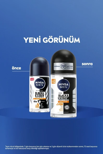 MEN Erkek Roll-on Deodorant Black&White Invisible Güçlü Etki 50ml, 72 Saat Anti-perspirant, X3 Adet - 2