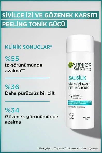 Garnier Saf&Temiz Salisilik Sivilce İzi Karşıtı Gözenek Sıkılaştırıcı Peeling Tonik 120 ml - 3