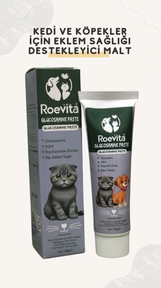 Roevita Kedi ve Köpekler için Eklem Sağlığı Destekleyici Glokozamin Malt 100 Gr