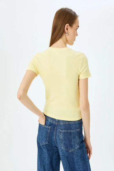 Koton Ayı Baskılı Kısa Kollu Bisiklet Yaka Slim Fit Tişört - 4