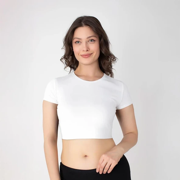 Confeo 801-021 Kadın Yarım Kol Modal Krop Atlet - 2