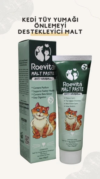 Roevita Kediler İçin Tüy Yumağı Önleyen Malt Macun Paste Anti Hairball 100 gr