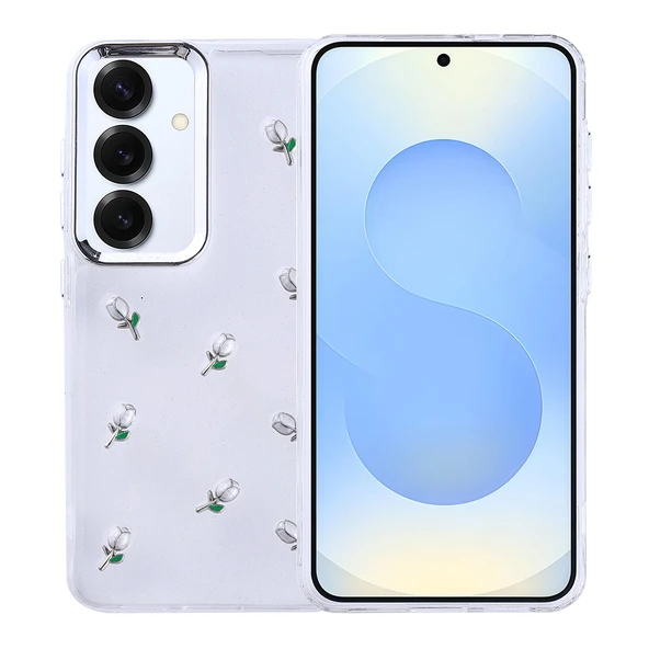 Samsng Galaxy S25 Plus Kılıf Airbag Tasarımlı Simli Şeffaf Kutup Kapak - Resim 4