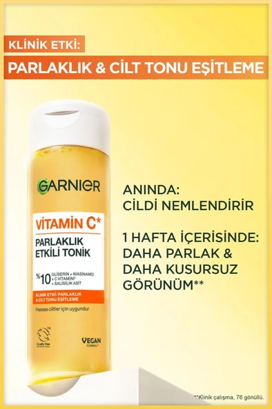 Vitamin C Parlaklık Etkili Canlandırıcı Tonik Gliserin, Niasinamid, Salisilik Asit 120 ML - 2