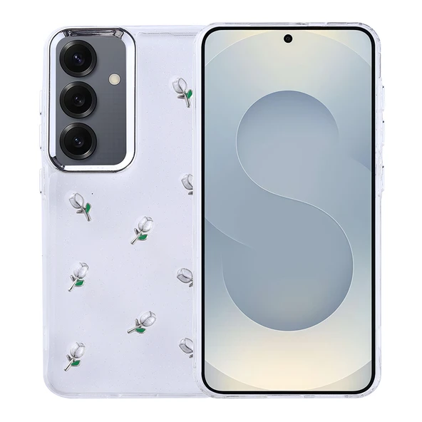 Samsung Galaxy S25 Kılıf Airbag Tasarımlı Simli Şeffaf Kutup Kapak - Resim 4