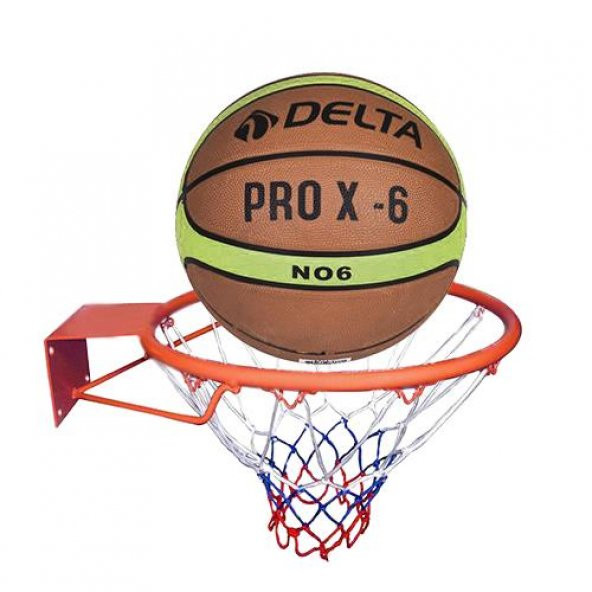 Delta Basketbol Çemberi No6 PRO-X Basketbol Topu Basketbol Filesi Üçlü Set