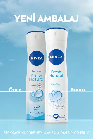 Kadın Sprey Deodorant Fresh Natural 150ml, Ter Kokusuna Karşı 48 Saat Koruma, Ferahlık, X5 Adet - 2