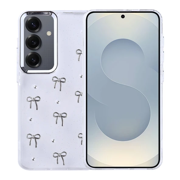 Samsung Galaxy S24 Kılıf Airbag Tasarımlı Simli Şeffaf Kutup Kapak - Resim 2