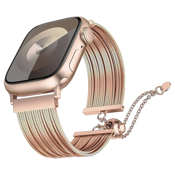 Apple Watch 10 42mm Redclick KRD-137 Metal Hasır Bilezik Kadın Kordon