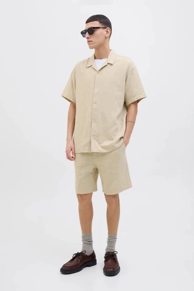 JACK JONES Erkek Krem Jogger Şort 12274758 - 3