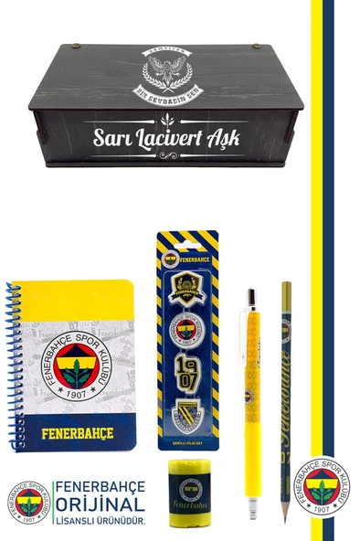 Fenerbahçe Orijinal Lisanslı Kalem Kalemtraş Bloknot Silgi Hediyelik Set