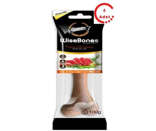 Gnawlers WISEBONES Biberiyeli ve Geyik Etli Köpek Ödül Kemiği 100 Gr x 4 Adet