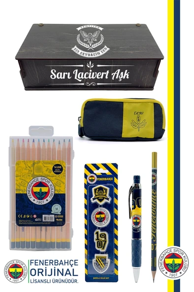 Fenerbahçe Orijinal Lisanslı Kalem Kalemlik Kuru Boya Silgi Hediyelik Set