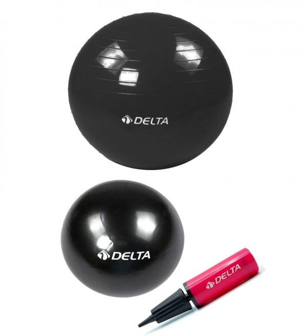 Delta 55 cm Pilates Topu 25 cm Mini Denge Topu Ve Pompası Seti
