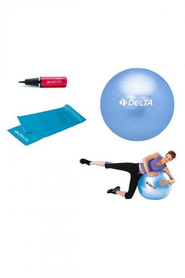 Delta 55 cm Pilates Topu 120 x 15 cm Orta Sert Bant Pompa Seti