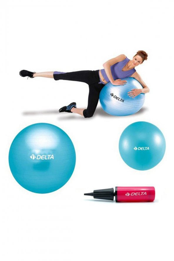 Delta 55 cm Pilates Topu 20 cm Mini Denge Topu Ve Pompası Seti