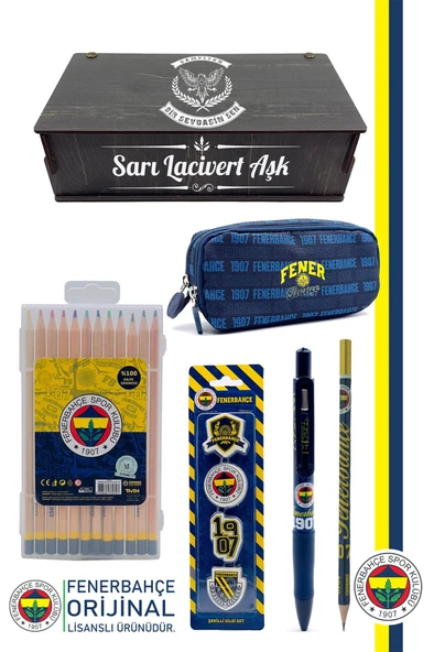 Fenerbahçe Orijinal Lisanslı Kalem Kalemlik Kuru Boya Silgi Hediyelik Set