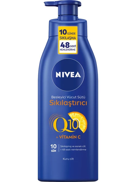 Nivea Sıkılaştırıcı Vücut Sütü Q10 + C Vitamini (400ml) 48 Saat Vücut Nemlendirme 10 Günde Sıkılaşma Kuru Ciltler için Vücut Bakım