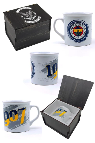 Fenerbahçe Orijinal Lisanslı Established 1907 FB Şal Atkı Kupa ve Bileklik Set Hediyelik Kutulu - Resim 4
