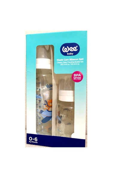 Klasik Cam Biberon Seti 250-125 ml Beyaz