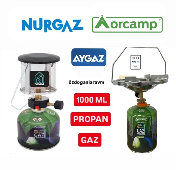 Nurgaz Aygaz Propan Bütan Kamp Kartuş Tüpü  Kamp Gazı  Kamp Ocağı Gazı 1000 Ml