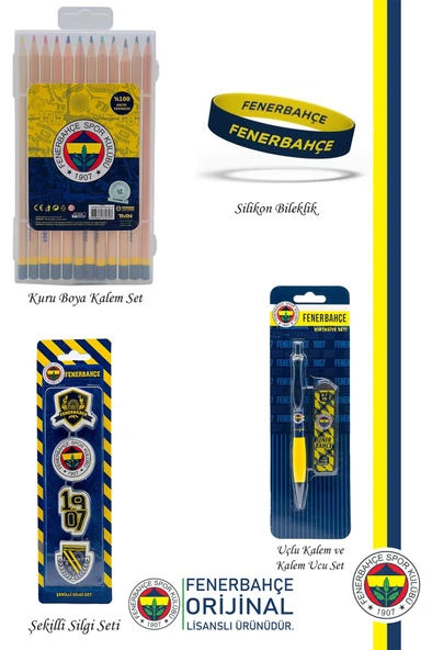 Fenerbahçe Orijinal Lisanslı Kalem Bileklik Kuru Boya Silgi Hediyelik Set - 2