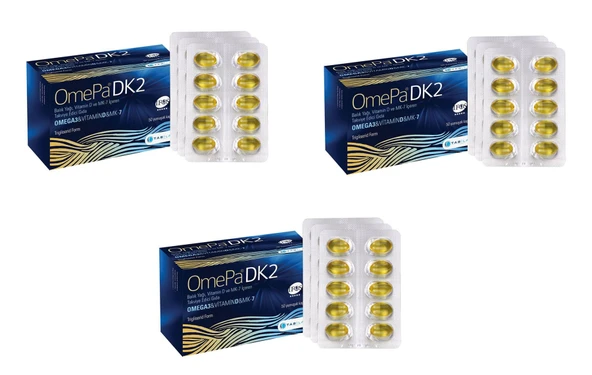 OmePa DK2 Omega 3 Vitamin D ve MK-7 50 Kapsül 3'lü