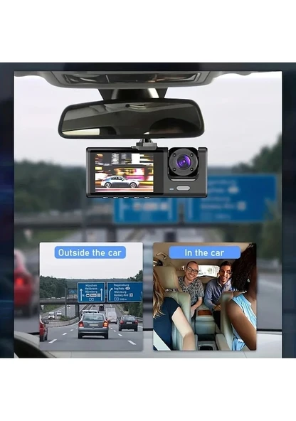 Full HD 3 Kameralı Araç İçi Kayıt Kamerası Sesli Arka Kameralı 2 İnç Ips Ekran - 6